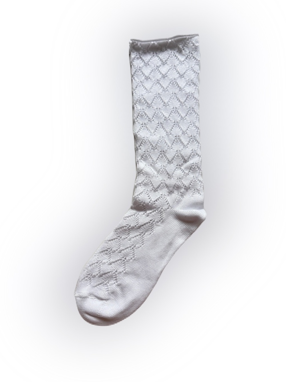 Classic White Women's Patterned Crew Socks